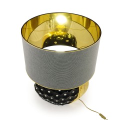 TOKIO Лампа настольная H.74 см. с абажуром, керамика черная / swarovski / декор золото