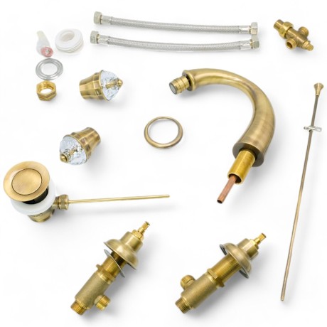 KORONA См-ль д/биде, на 3 отв., ручки SWAROVSKI, бронза (NEW)