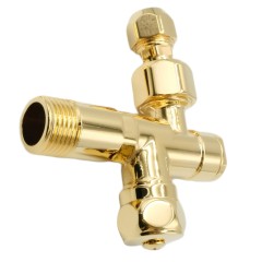 RICAMBI Кран-фильтр, 1/2&quot; х 1/2&quot;, с переходником на 3/8&quot; и цангой для жесткой подводки, золото