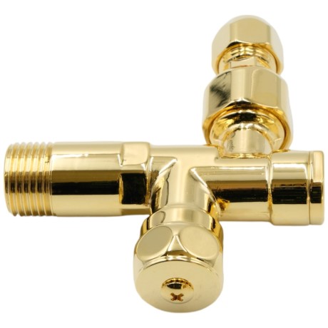 RICAMBI Кран-фильтр, 1/2" х 1/2", с переходником на 3/8" и цангой для жесткой подводки, золото