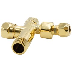 RICAMBI Кран-фильтр, 1/2&quot; х 1/2&quot;, с переходником на 3/8&quot; и цангой для жесткой подводки, золото