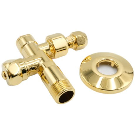 RICAMBI Кран-фильтр, 1/2" х 1/2", с переходником на 3/8" и цангой для жесткой подводки, золото