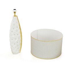 TOKIO Лампа настольная H.94 см. с абажуром, керамика белая / swarovski / декор золото