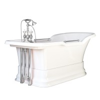Ванна Migliore Impero Podium 25812 180x87 см, белая, отдельностоящая с ручками, на подиуме, cо сливом-переливом хром