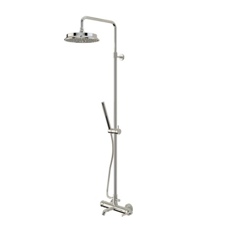 ERMITAGE MINI Душевой настенный гарнитур с верхним душем d 200 мм.(излив, шланг, ручной душ), хром