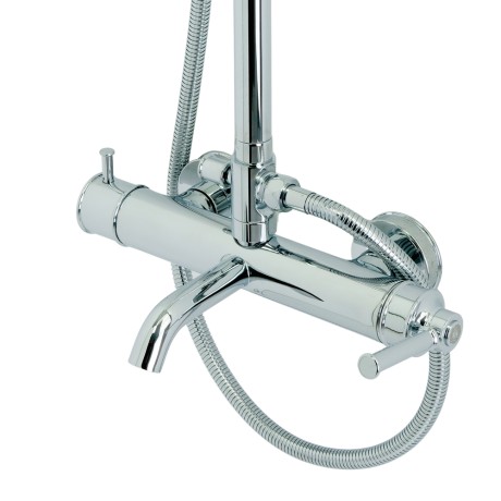 ERMITAGE MINI Душевой настенный гарнитур с верхним душем d 200 мм.(излив, шланг, ручной душ), хром