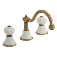 OLIVIA См-ль д/раковины, на 3 отв. излив "змейка", дон.клап."click-clack", бел./бронза