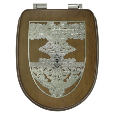 GIANETA Крышка/сиденье унитазa, с системой Microlift, цвет Noce с метал.декором"узор"/хром