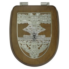 GIANETA Крышка/сиденье унитазa, с системой Microlift, цвет Noce с метал.декором"узор"/хром