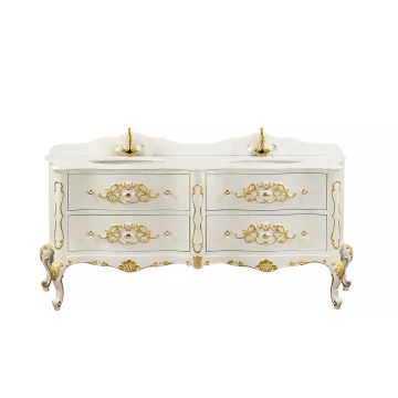 Тумба с раковиной Migliore Virginia 30847 Lacatto Bianco, 193 см, декор золото