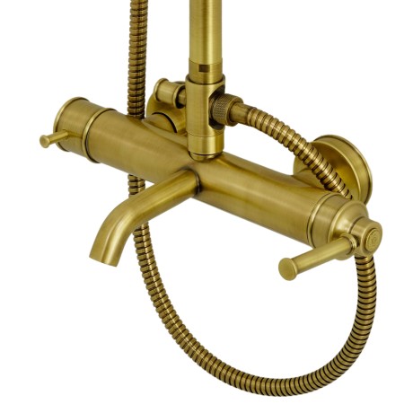 ERMITAGE MINI Душевой настенный гарнитур с верхним душем d 200 мм.(излив, шланг, ручной душ), бронза