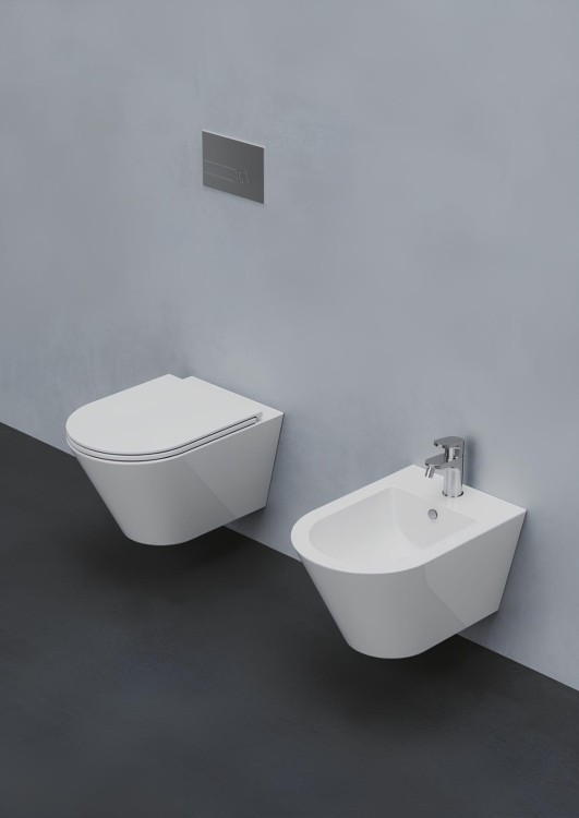 FORMA Унитаз подвесной 54х37хH34 см, безободковый, в компл.крепеж, керамика, Ash (серый))