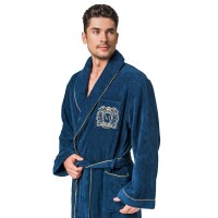 DOLCE BAGNO Халат банный, 100% хлопок, цвет: синий, размер: 50-52