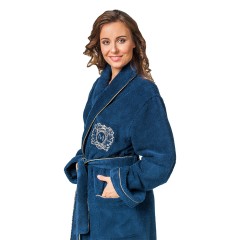 DOLCE BAGNO Халат банный, 100% хлопок, цвет: синий, размер: 50-52