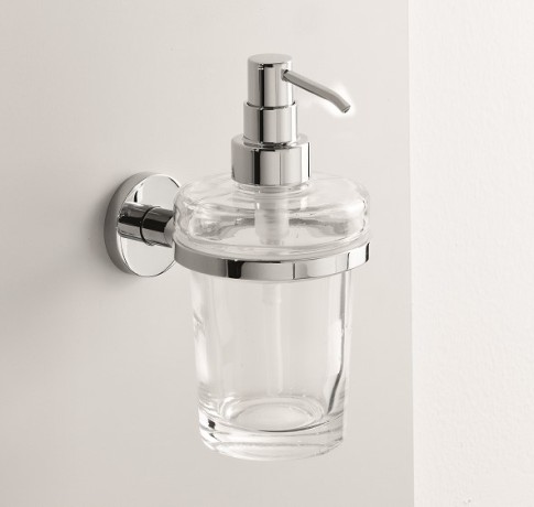 ONE Дозатор для мыла, настенный, цвет держателя хром, дозатор экстра прозрачное стекло и хром
