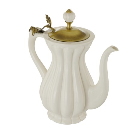 OLIVIA Кувшин керамика, бел/крышка бронза