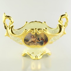 BAROQUE Ваза настольная 28х16х18 см, керамика, цвет кремовый, декор золото