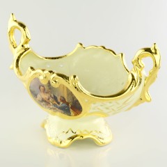 BAROQUE Ваза настольная 28х16х18 см, керамика, цвет кремовый, декор золото