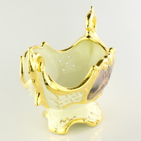 BAROQUE Ваза настольная 28х16х18 см, керамика, цвет кремовый, декор золото