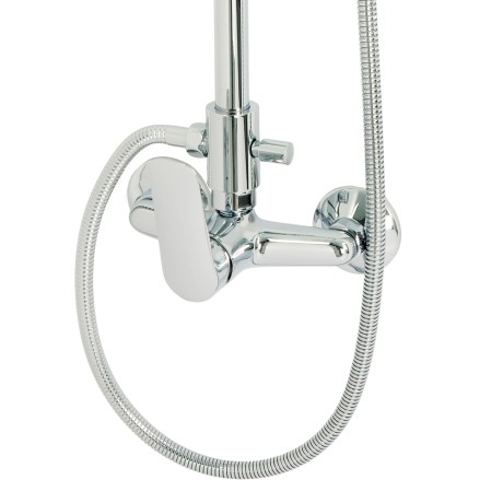 LAGUNA Душевой настенный гарнитур (см-ль д/душа/колонна душевая/верхний душ/шланг/ручной душ), хром