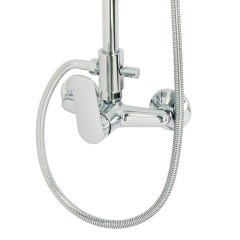 LAGUNA Душевой настенный гарнитур (см-ль д/душа/колонна душевая/верхний душ/шланг/ручной душ), хром