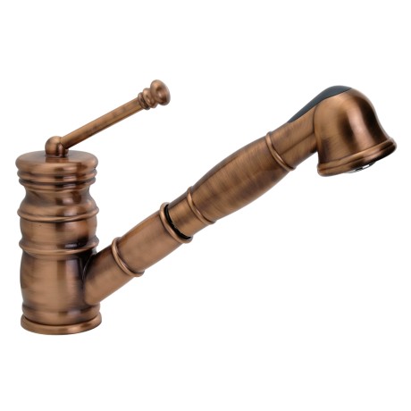 CUCINA QUEEN См-ль д/кухни моноком., c выдвижной лейкой, медь