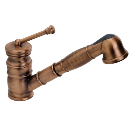 CUCINA QUEEN См-ль д/кухни моноком., c выдвижной лейкой, медь