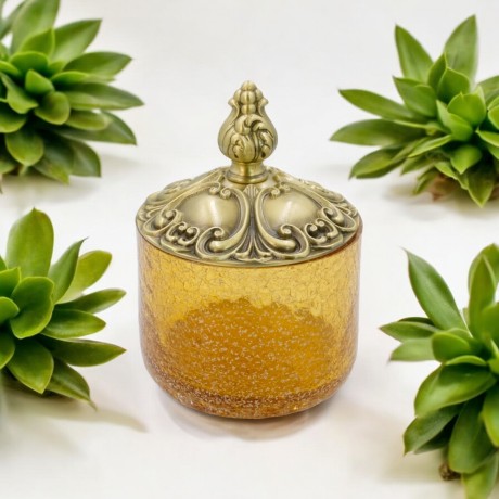 ELISABETTA Баночка высокая, H17 см. с крышкой, стекло/бронза