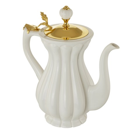OLIVIA Кувшин керамика, бел/крышка золото