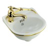 MILADY Раковина подвесная 32 см. SX(отв.слева), декор: D2 широкий золото/белая керамика