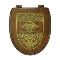 Крышка-сиденье Migliore Milady 24335 ореховая с декором, с микролифтом, петли бронза