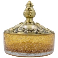 ELISABETTA Баночка низкая, H13 см. с крышкой, стекло/бронза