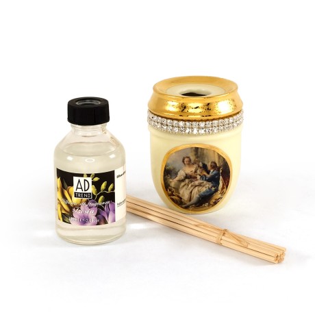 BAROQUE Стакан д/ароматических палочек D7xH9,5 см, керамика, цвет кремовый, декор золото, swarovski