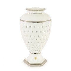 SIDNEY Ваза для цветов D.24xН.43 см, керамика, цвет белый, декор платина, swarovski