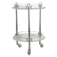 CRISTALIA Столик на колёсиках, H57xD40 см, стекло/хром/Crystal