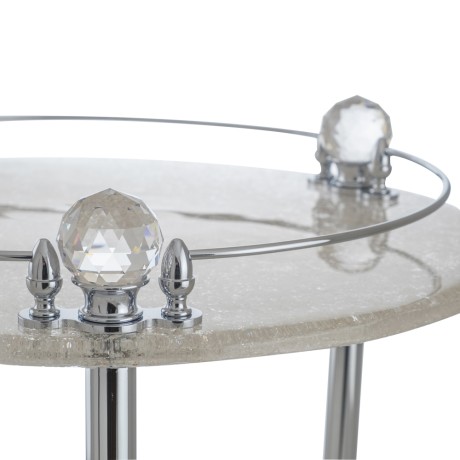 CRISTALIA Столик на колёсиках, H57xD40 см, стекло/хром/Crystal