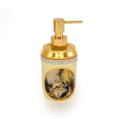 BAROQUE Дозатор жидкого мыла D7хH17 см, керамика, цвет кремовый, декор золото, swarovski