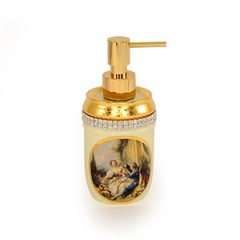 BAROQUE Дозатор жидкого мыла D7хH17 см, керамика, цвет кремовый, декор золото, swarovski