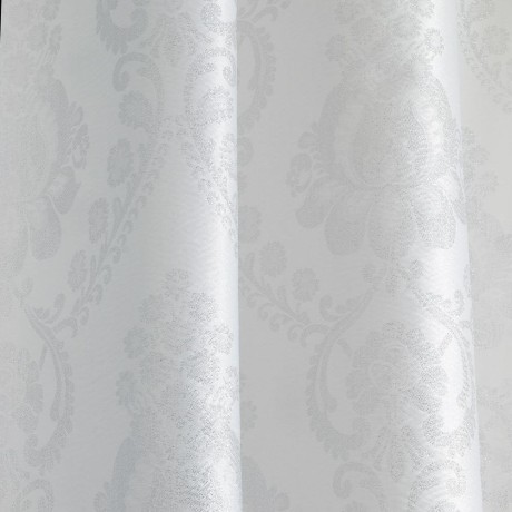 MIGLIORE Шторка L180xH200 см. для душа/ванны, текстиль, узор БАРОККО СИЛЬВЕР, цвет серебро