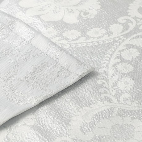 MIGLIORE Шторка L180xH200 см. для душа/ванны, текстиль, узор БАРОККО СИЛЬВЕР, цвет серебро