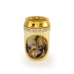 BAROQUE Стакан для зубных щеток D7xH11,5 см, керамика, цвет кремовый, декор золото, swarovski