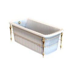 OLIVIA CONSOLE Ванна 174x83хH66 см. белая, панель белая, консоль, слив/перелив золото