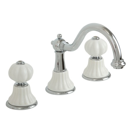 OLIVIA См-ль д/раковины, на 3 отв. излив "змейка", дон.клап."click-clack", бел./хром