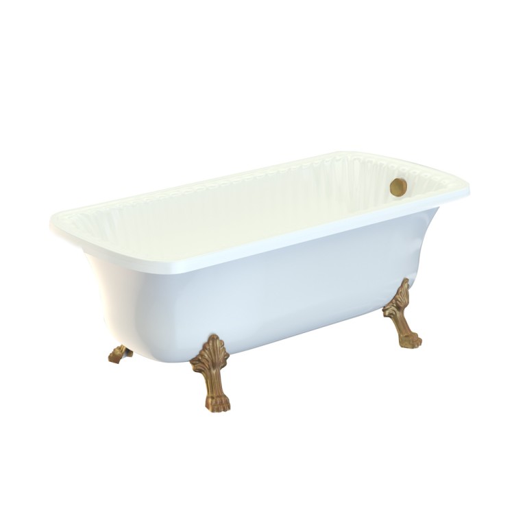 Ванна Migliore Olivia 26922 213x80 см, белая, отдельностоящая, с декоративными ножками Leone Standart, cо сливом-переливом бронза