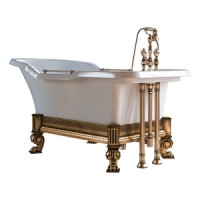 IMPERO AFFUSTO Ванна 180x87хH83.5 см. бел, лафет бронза, слив/перелив бронза