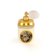 BAROQUE Баночка для парфюма с помпой D7хH14 см, керамика, цвет кремовый, декор золото, swarovski