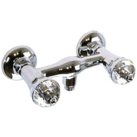 KORONA См-ль д/душа внешний, изогнутый, выход М1/2", ручки SWAROVSKI, хром (NEW)