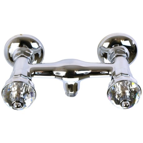 KORONA См-ль д/душа внешний, изогнутый, выход М1/2", ручки SWAROVSKI, хром (NEW)