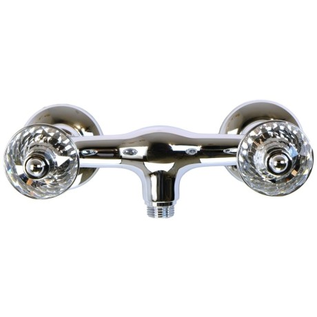 KORONA См-ль д/душа внешний, изогнутый, выход М1/2", ручки SWAROVSKI, хром (NEW)