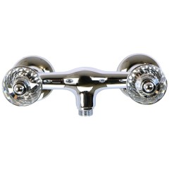 KORONA См-ль д/душа внешний, изогнутый, выход М1/2&quot;, ручки SWAROVSKI, хром (NEW)